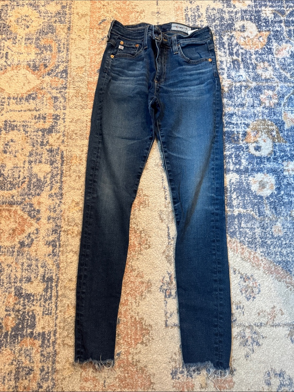Ag Adriano Goldschmmied Dark Blue High-Rise Skinny Jeans